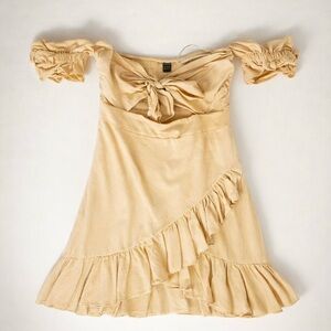 SHEIN Cream Ruffle Mini Dress